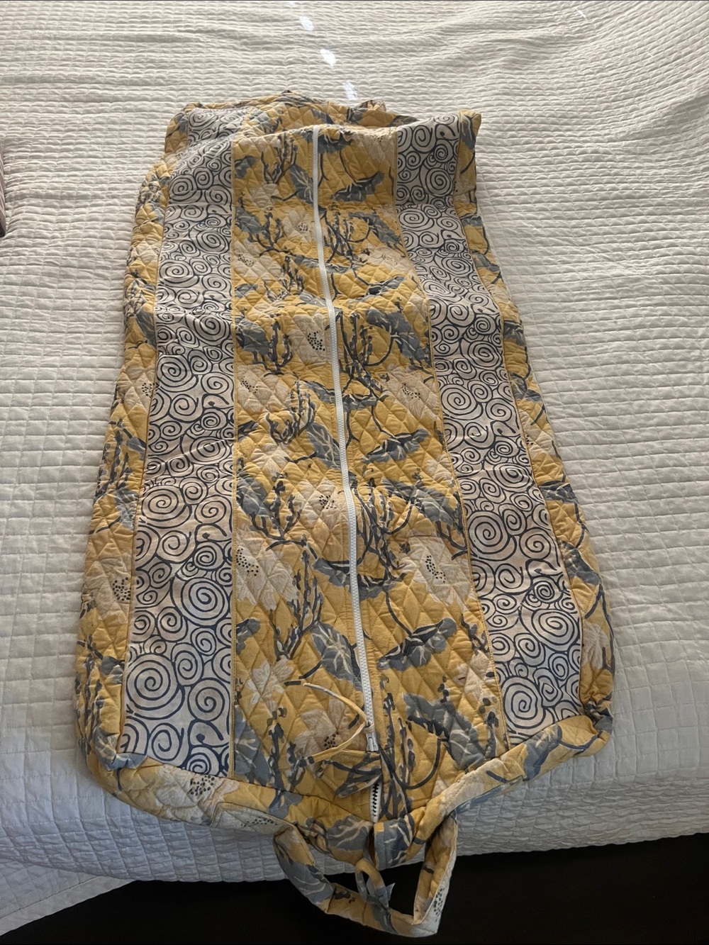 Yellow Quilted Travel Garment Bag with Zip Closure